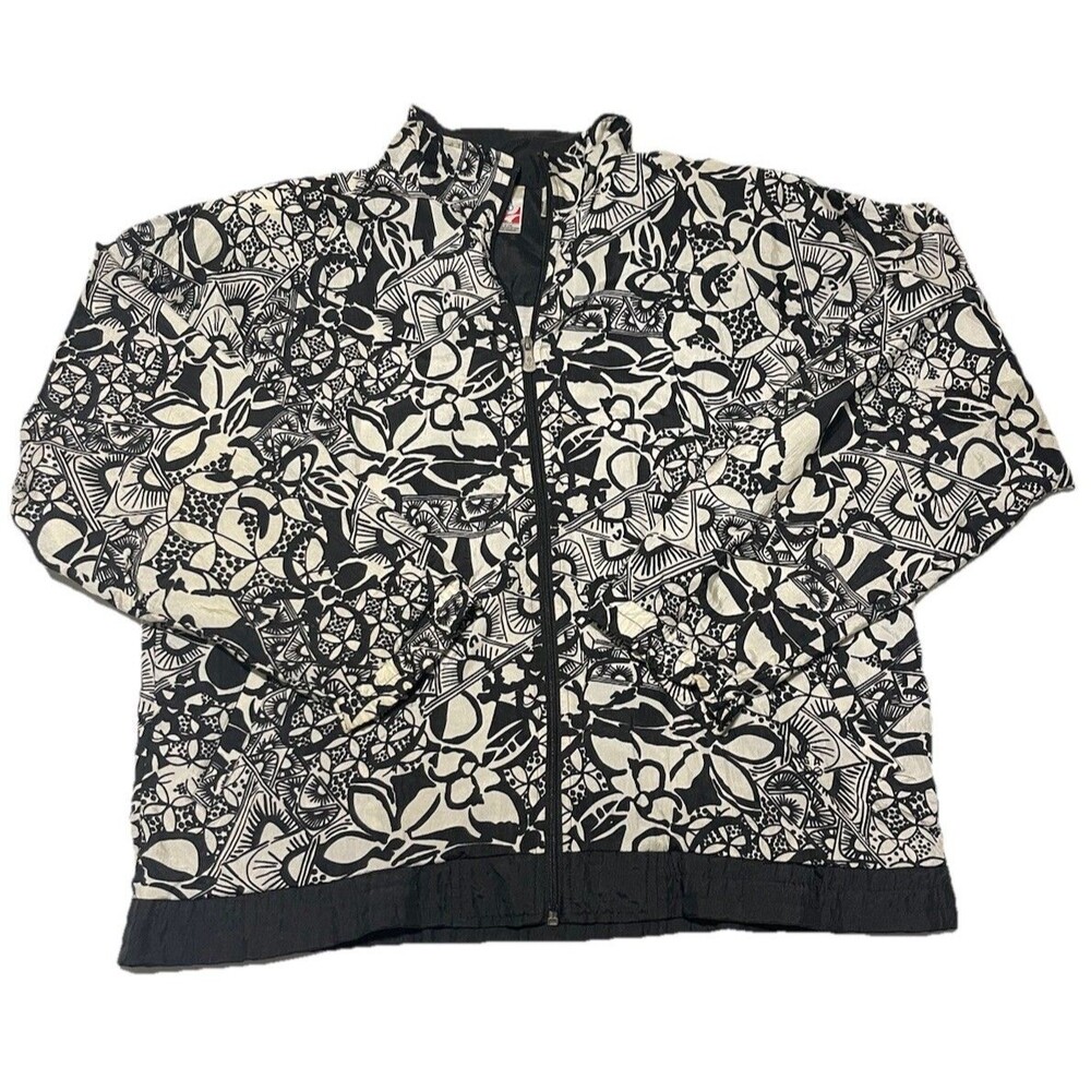 USA Olympic Windbreaker Jacket XL Women’s Black White 90s JC Penney Nylon Vtg